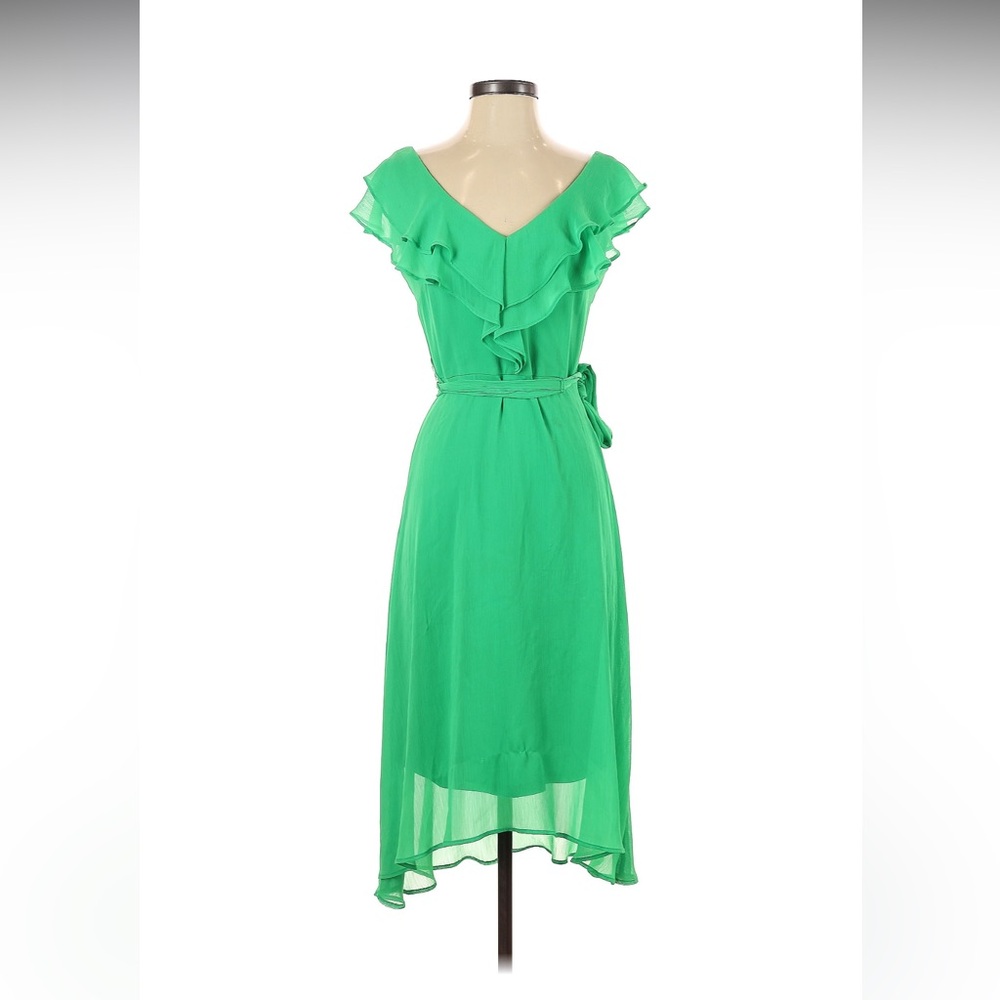 DKNY Green Ruffle Midi Dress